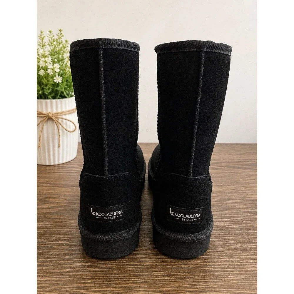 Koolaburra by UGG Women's Black Suede Mid-Calf Faux Fur Boots US 7 EU 38